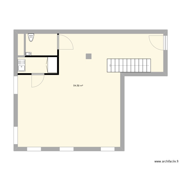 MMA étage 2. Plan de 1 pièce et 55 m2
