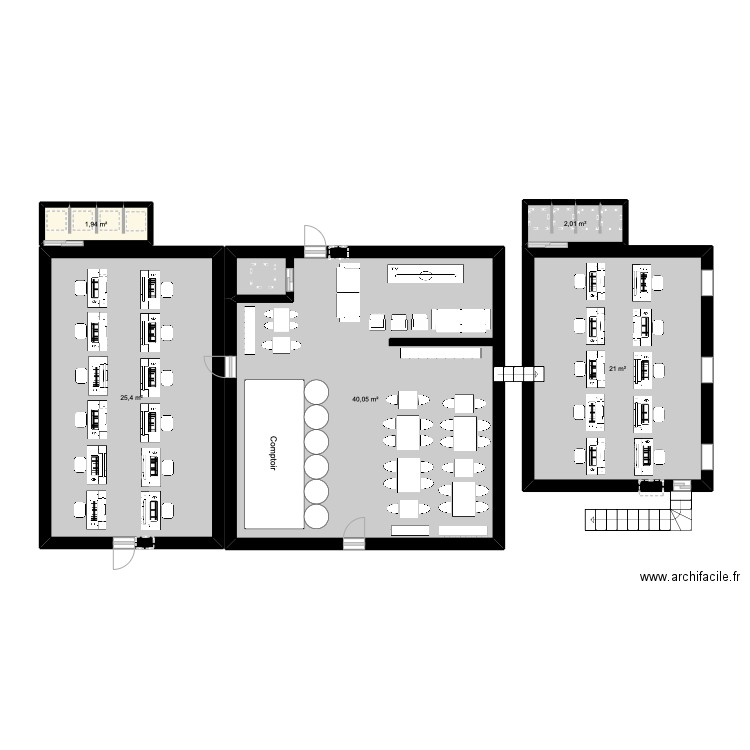 Kitsune Cafe Game plan. Plan de 5 pièces et 90 m2
