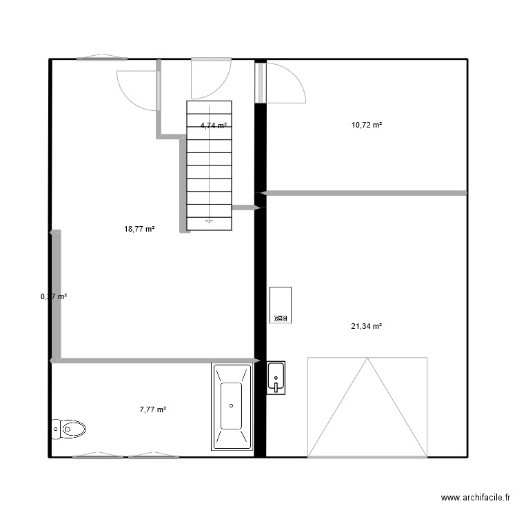 RDJ v1. Plan de 6 pièces et 64 m2