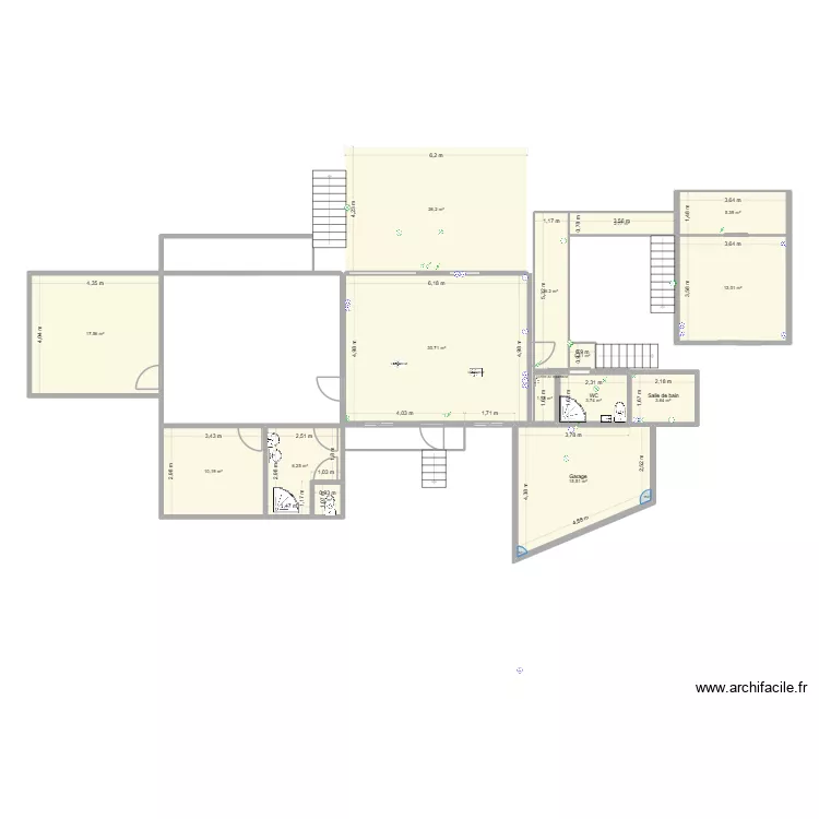faka avancement V2. Plan de 15  et 144 m²