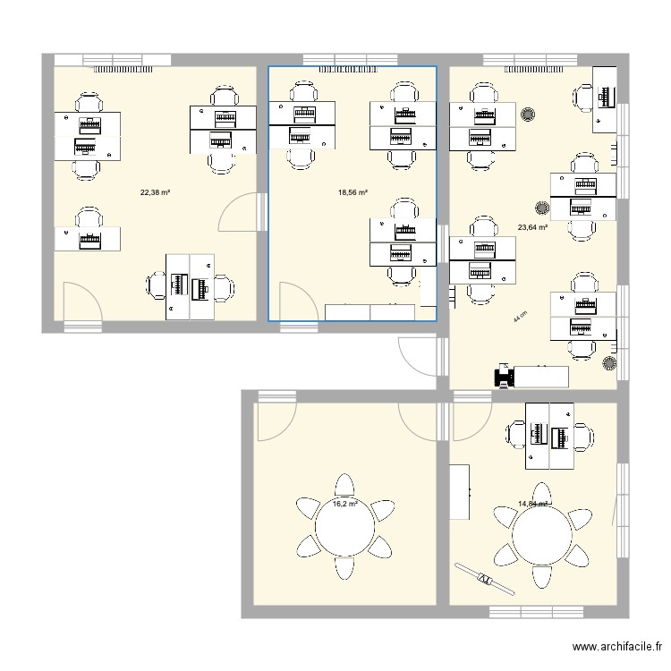 Bureau TELLUX. Plan de 5 pièces et 96 m2