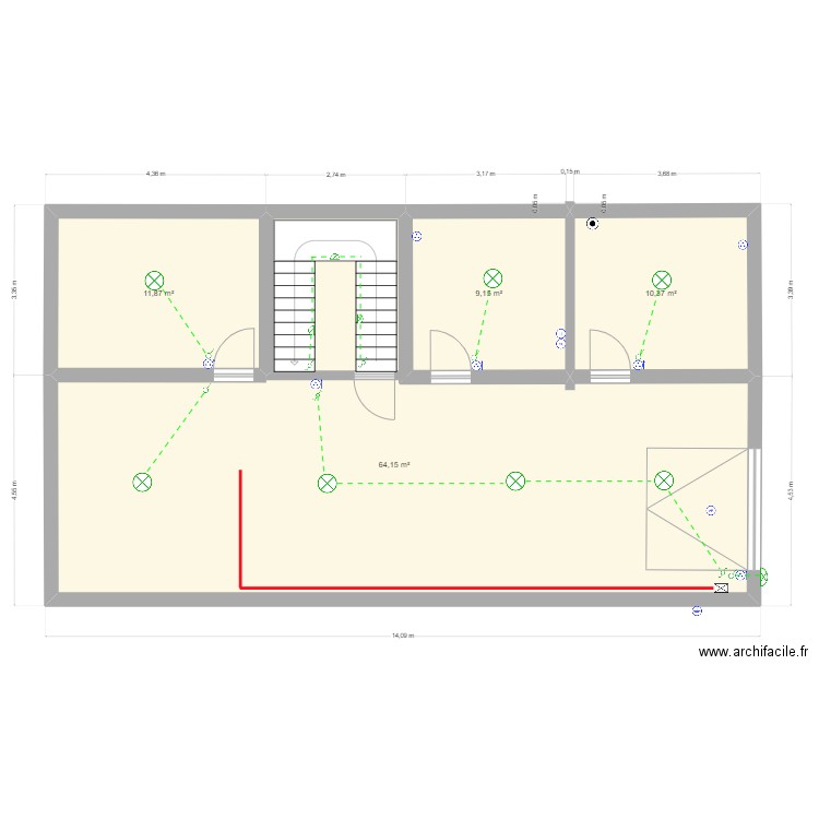 HUSSENET SOUS SOL. Plan de 4 pièces et 96 m2