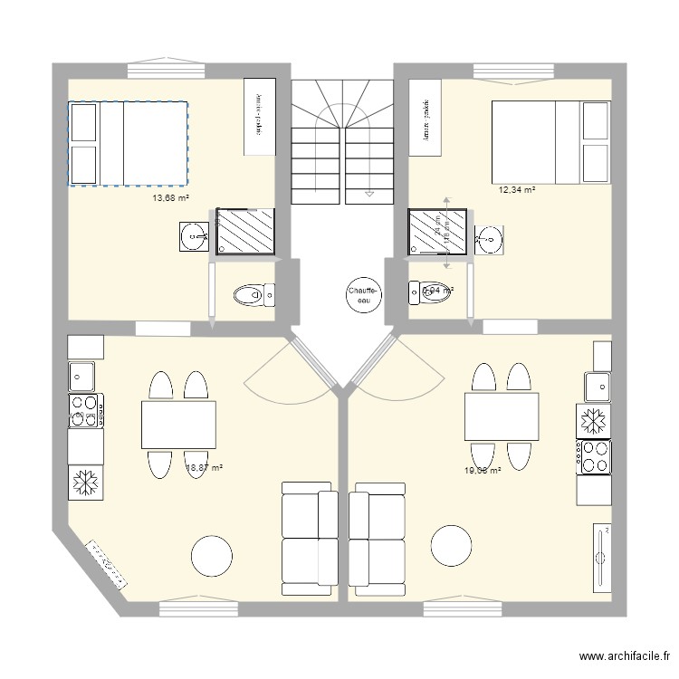 Tonio Plan 7 Abbaye 32 Diag. Plan de 5 pièces et 65 m2