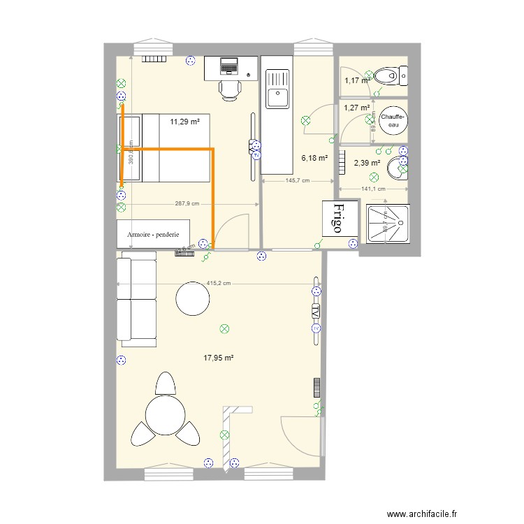 Immeuble Eudeline. Plan de 12 pièces et 81 m2