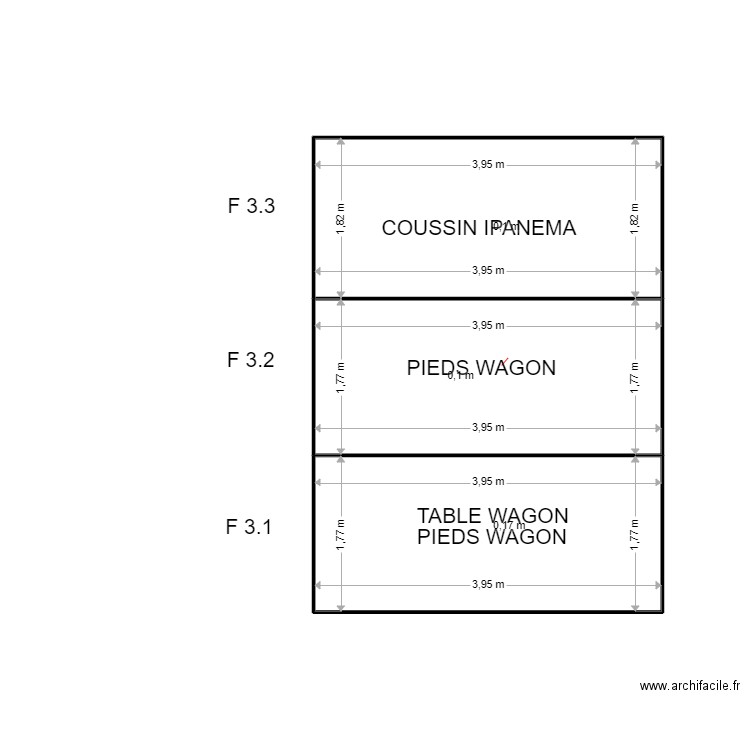 F 3. Plan de 3 pièces et 21 m2