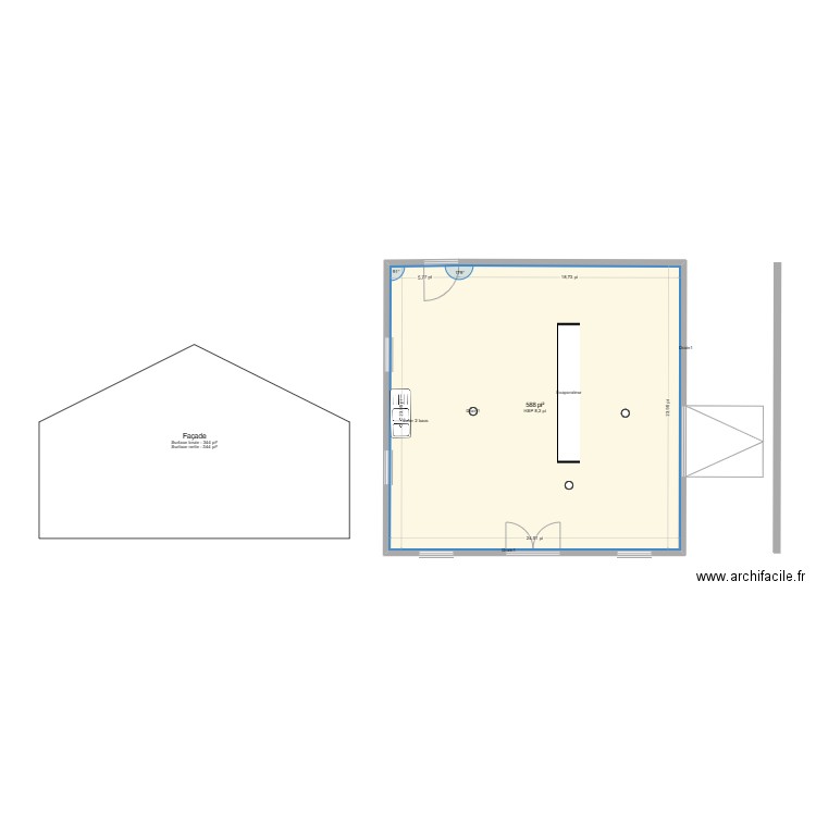 Cabane a sucre. Plan de 1 pièce et 55 m2