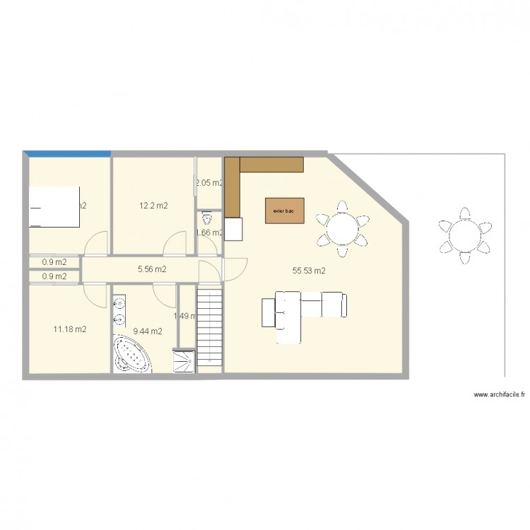 essai maison avec angle. Plan de 0 pièce et 0 m2