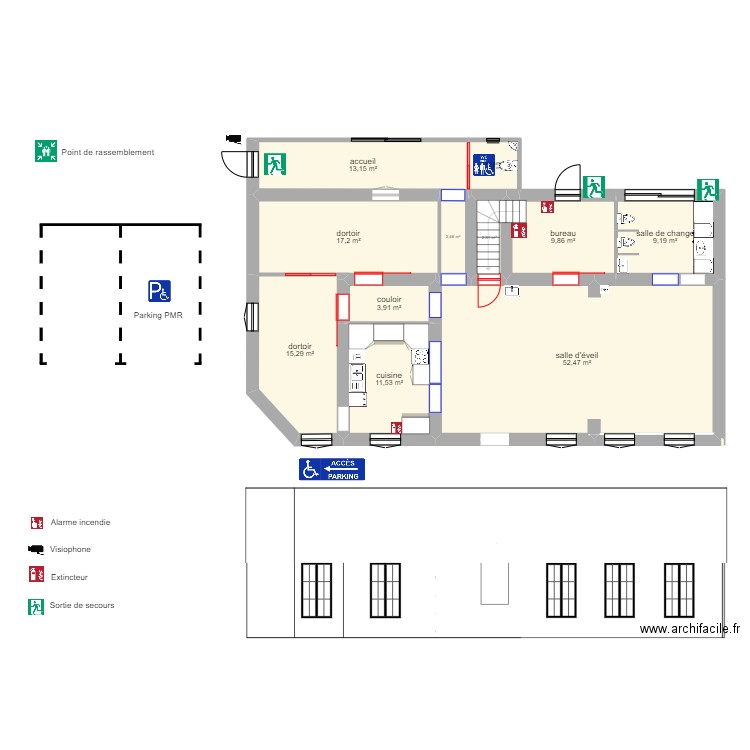 ouvertures sans terrain. Plan de 17 pièces et 274 m2