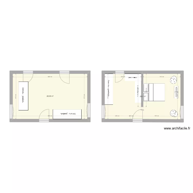 Chambre parents. Plan de 