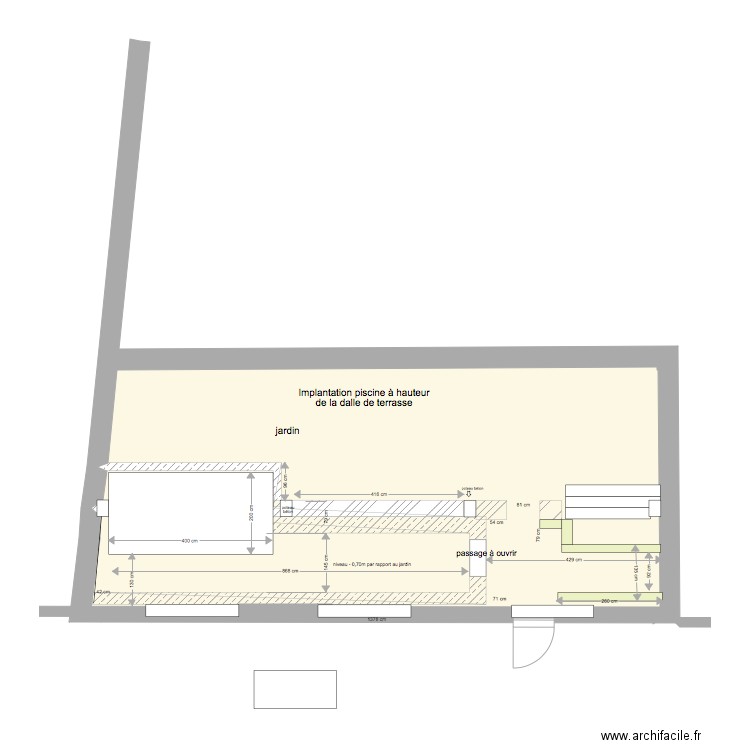 implantation piscine. Plan de 0 pièce et 0 m2