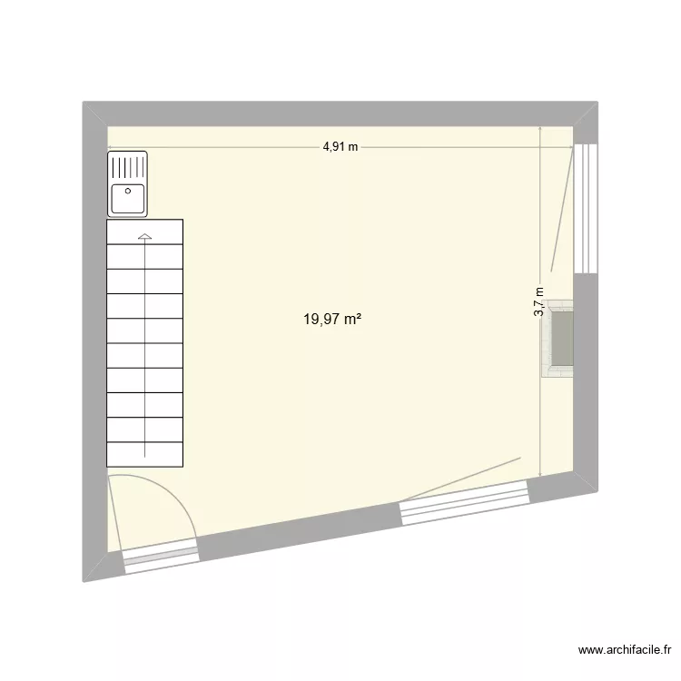 Maison 1 RDC Mourareau. Plan de 1  et 20 m²