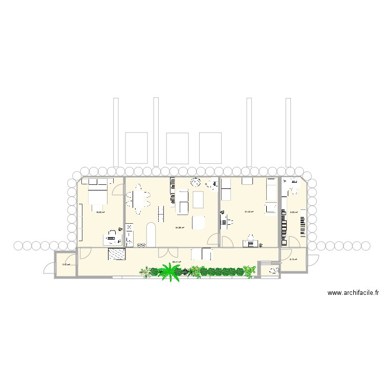 Earthship 2 aménagement. Plan de 0 pièce et 0 m2