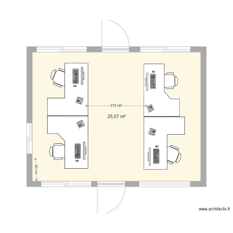 Algéco vide avec bureaux 3. Plan de 0 pièce et 0 m2