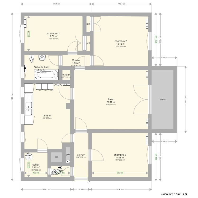 appartement renovation v5 avant. Plan de 0 pièce et 0 m2