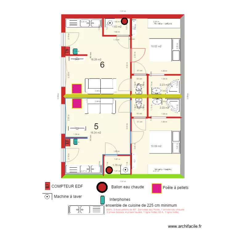 BASE LA SALLE projections studios 5 et 6 int&eacute;gration anciens murs. Plan de 