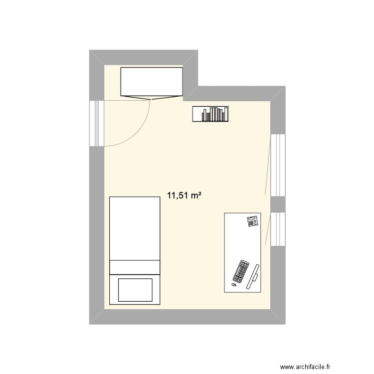 maelle chambre 1. Plan de 1 pièce et 12 m2