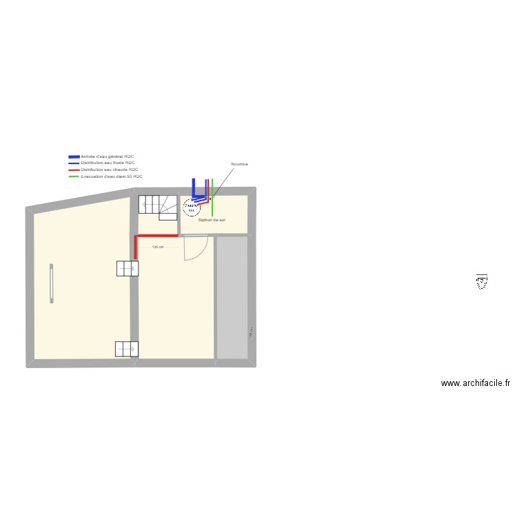 Plan Réseau d'eau Comble Coemont. Plan de 4 pièces et 37 m2