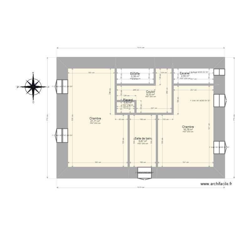 Grolleau. Plan de 13 pièces et 199 m2