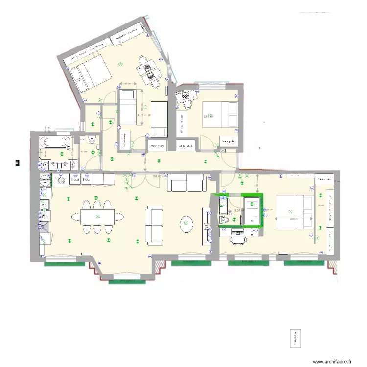 aa v def a base cot&eacute;e Jaures projet amandine final grande  chambre wc SDB. Plan de 