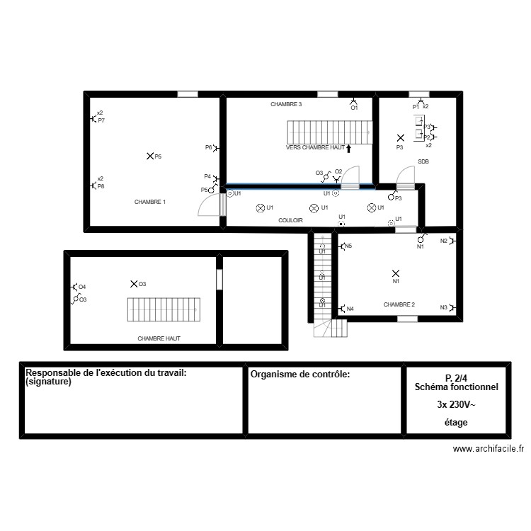 Cédric étage. Plan de 10 pièces et 215 m2