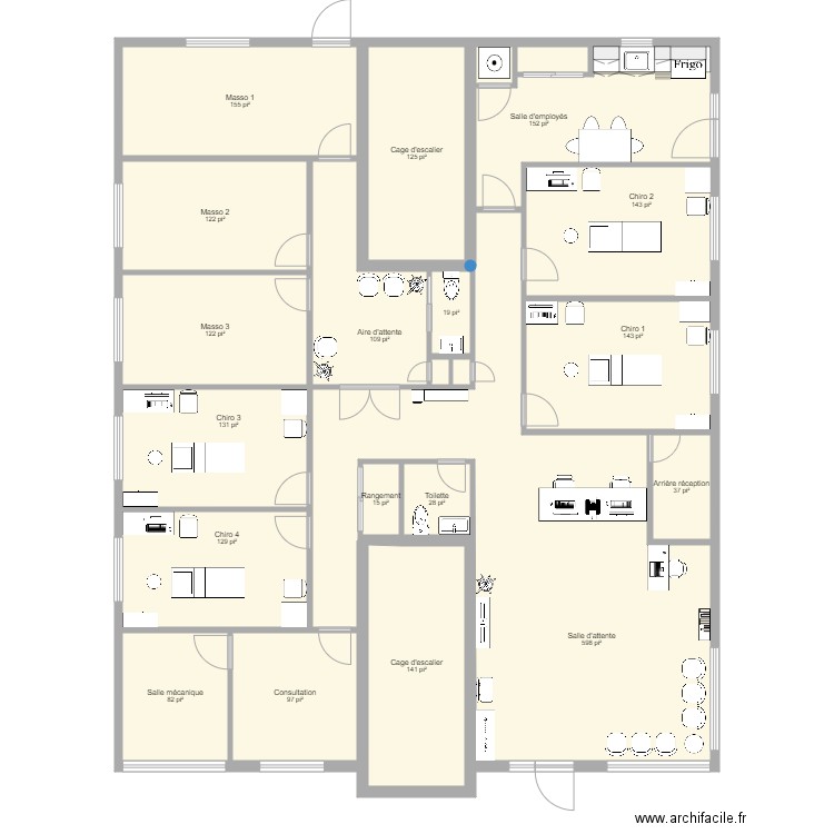 Clinique Maison Myre porte avant. Plan de 22 pièces et 221 m2