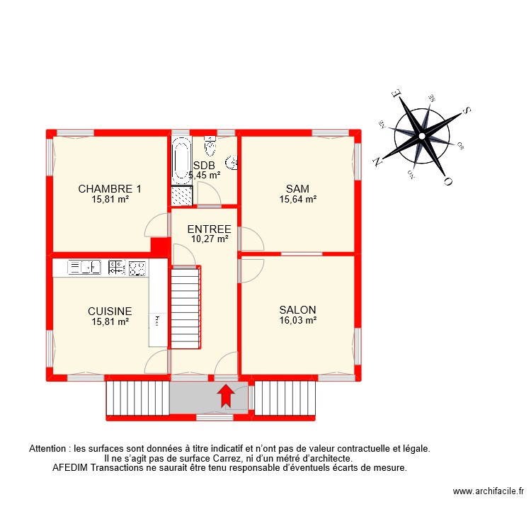 BI 9519 RDC. Plan de 9 pièces et 89 m2
