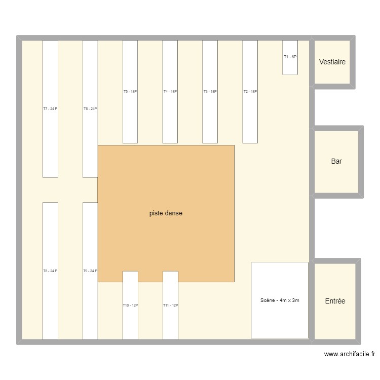 Plan de salle Dommartin. Plan de 4 pièces et 258 m2