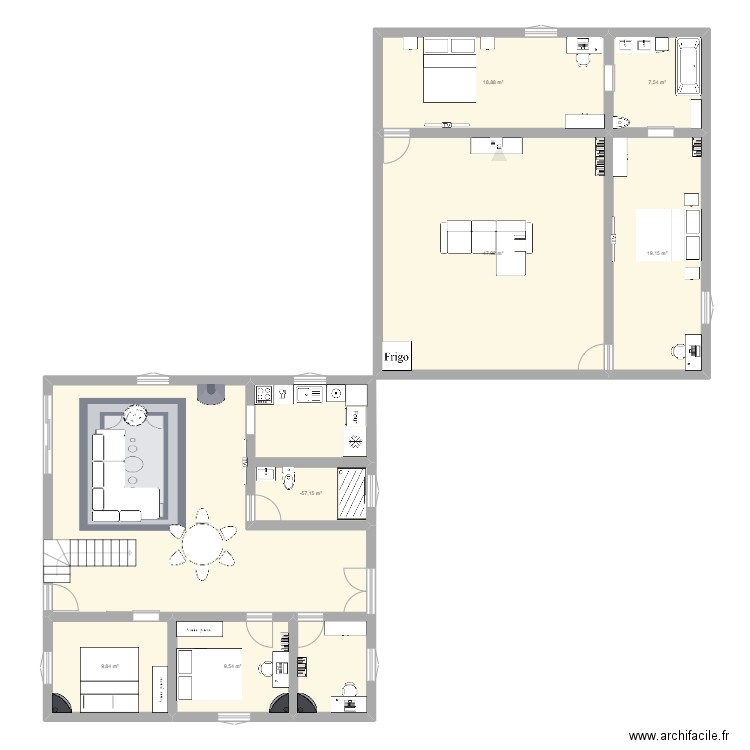 braye . Plan de 7 pièces et 119 m2