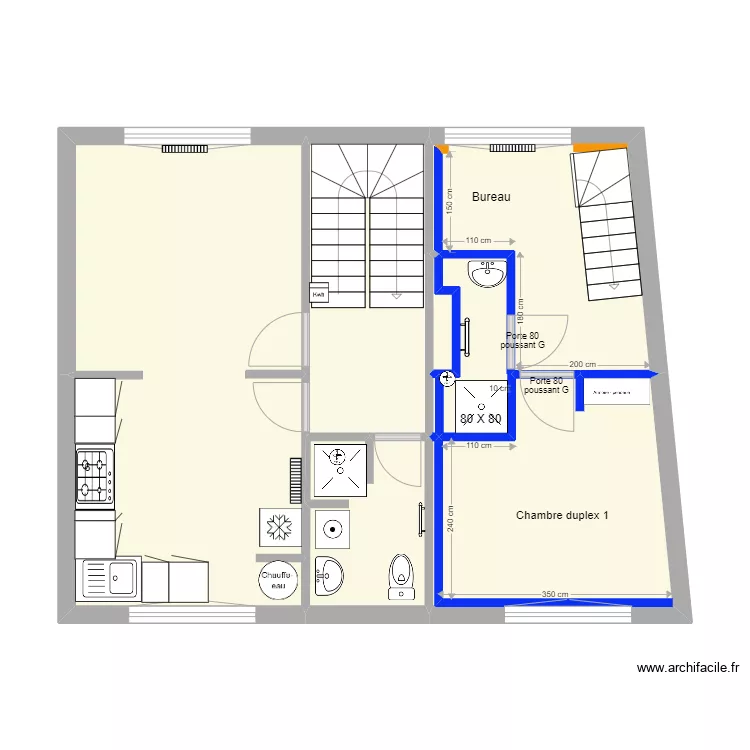 Placo duplex &eacute;tage. Plan de 