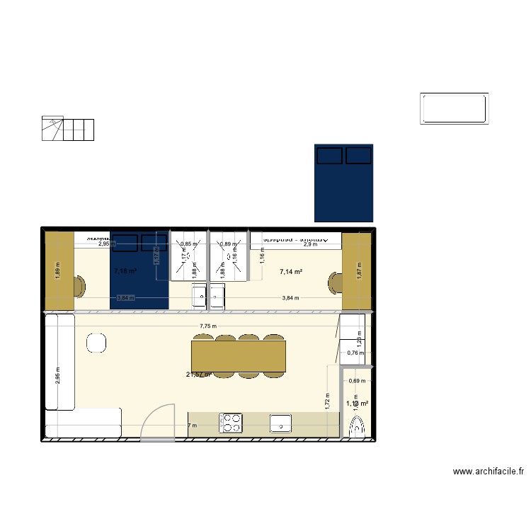 aqueduc 13. Plan de 4 pièces et 37 m2
