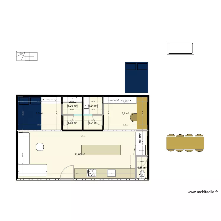 aqueduc 13. Plan de 8 pièces et 37 m²