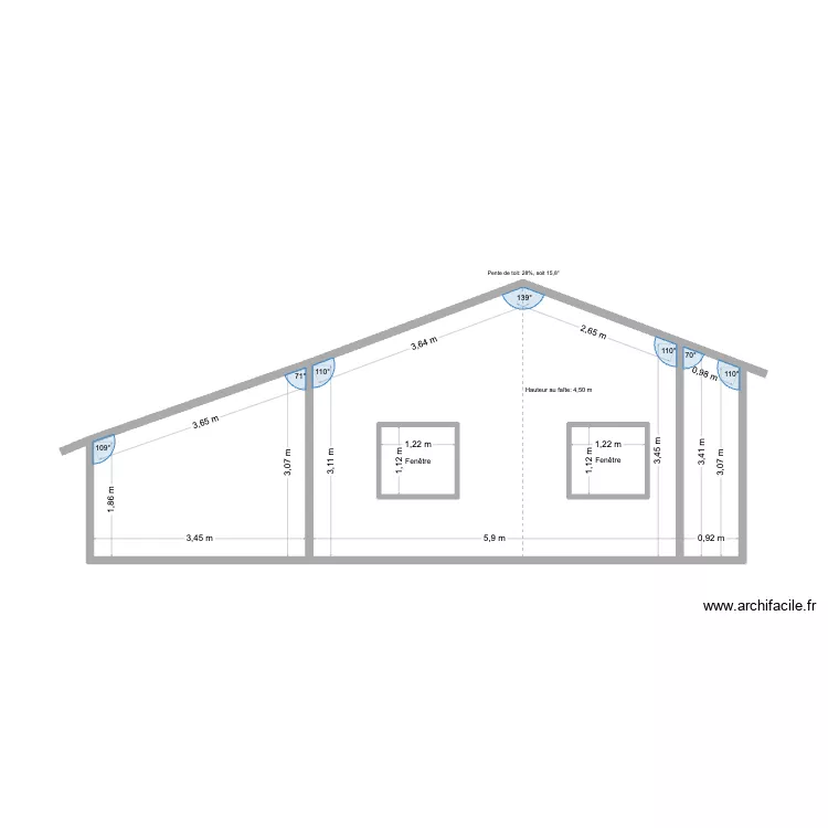 plan coupe de gauche carri&egrave;re 5. Plan de 5 Pièces et 37 m²
