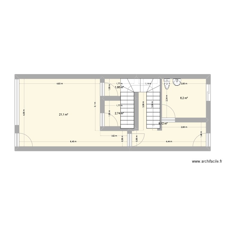 Saint Andre. Plan de 5 pièces et 41 m2