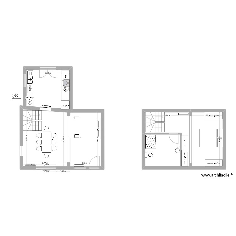 Gaurain. Plan de 2 pièces et 41 m2