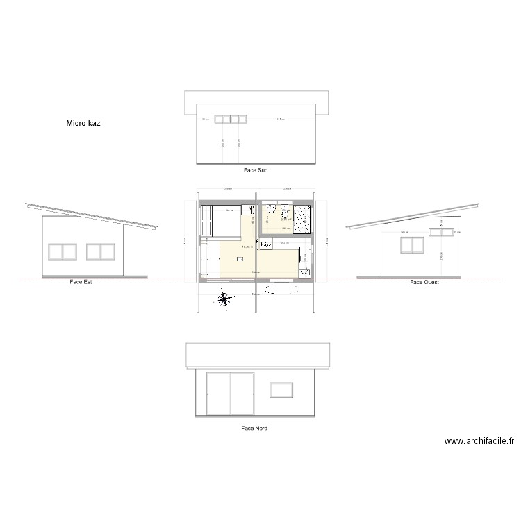 micro Kaz E. Plan de 2 pièces et 20 m2