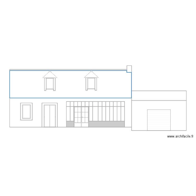 Véranda Projet Façade Sud Maison La Croixille. Plan de 38 pièces et 102 m2