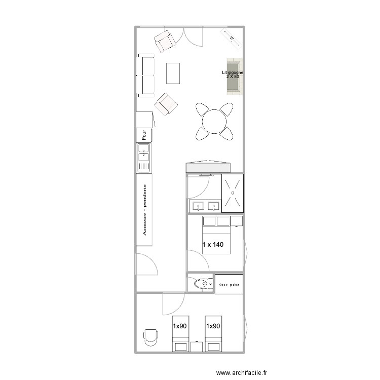 MIRANTIN 21. Plan de 5 pièces et 47 m2