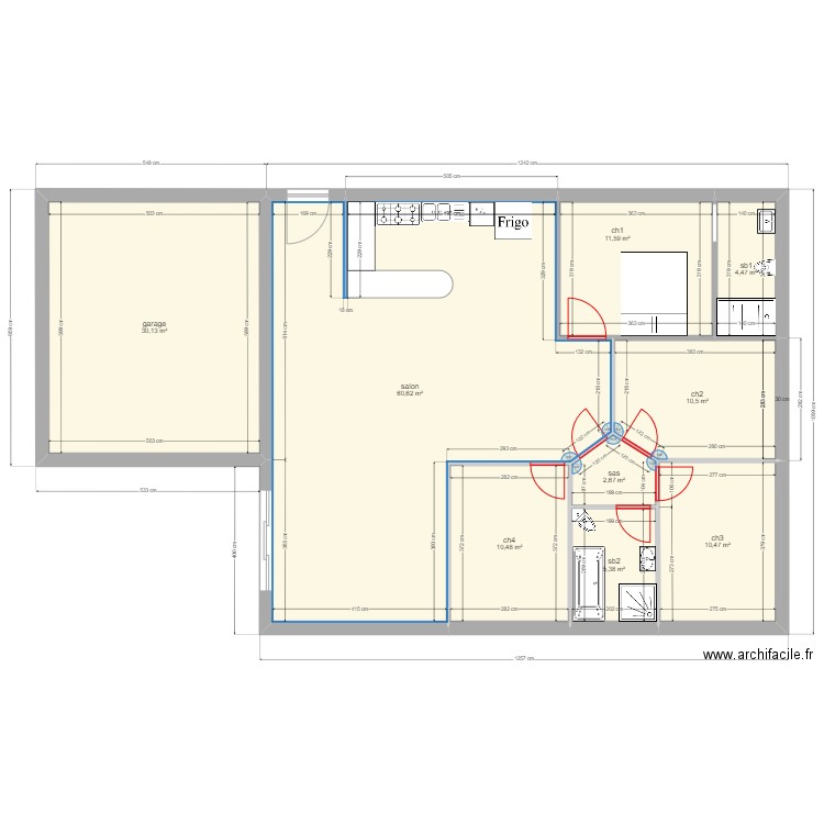 stl2 116 ss garage carre. Plan de 9 pièces et 146 m2