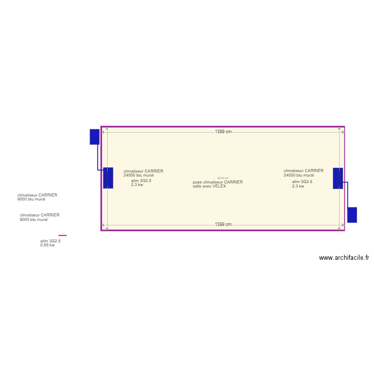 pose CLIMATISEUR salle avec VELUX. Plan de 0 pièce et 0 m2