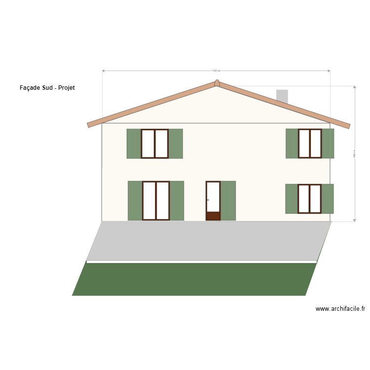 façade sud après trvx V3. Plan de 0 pièce et 0 m2