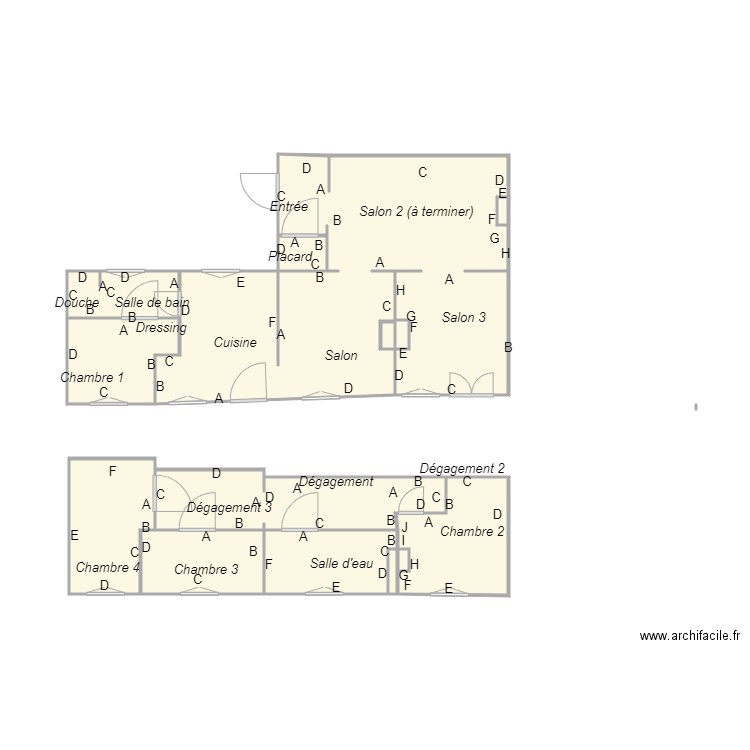 Croquis NOWALSKI. Plan de 12 pièces et 45 m2