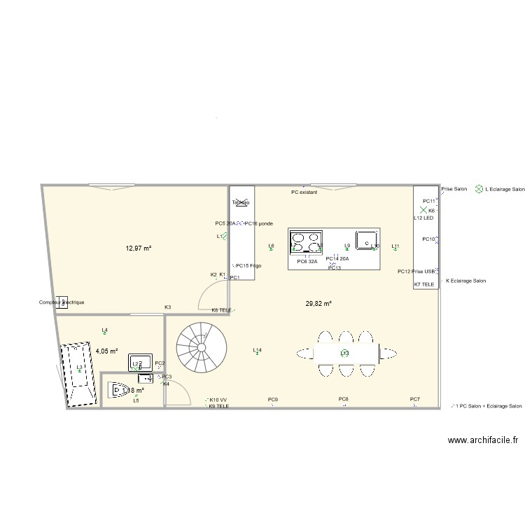 Plan elec CUISINE1. Plan de 0 pièce et 0 m2