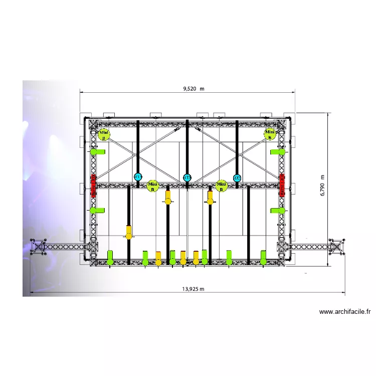 sc&egrave;ne Cit&eacute; bleue. Plan de 
