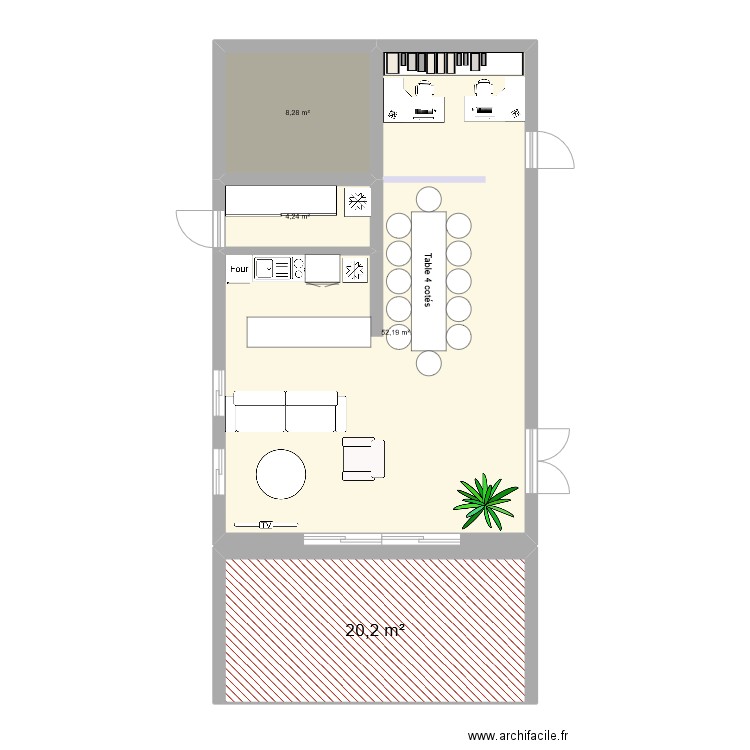 aménagement 2. Plan de 4 pièces et 85 m2