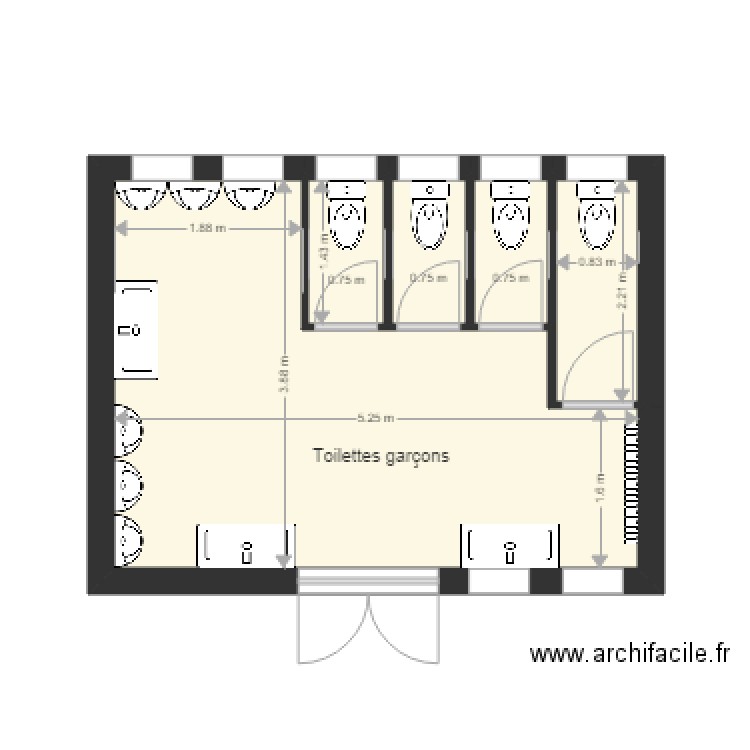 Ecole toilettes garçons. Plan de 0 pièce et 0 m2