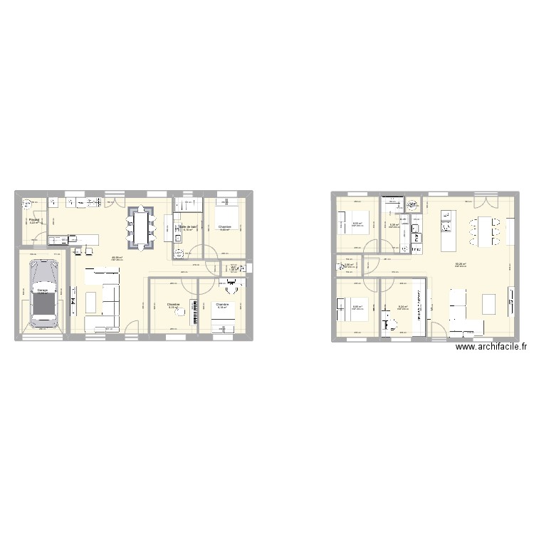 Maison2. Plan de 15 pièces et 188 m2