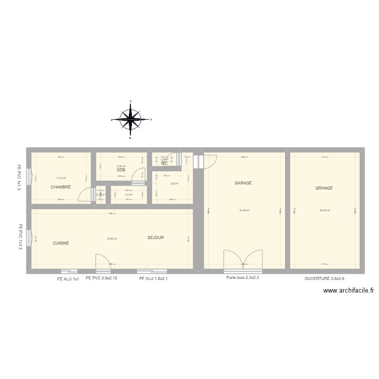 PLAN LHERM. Plan de 9 pièces et 125 m2