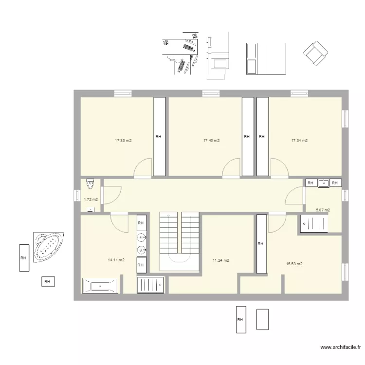 Maison Etage 9b. Plan de 