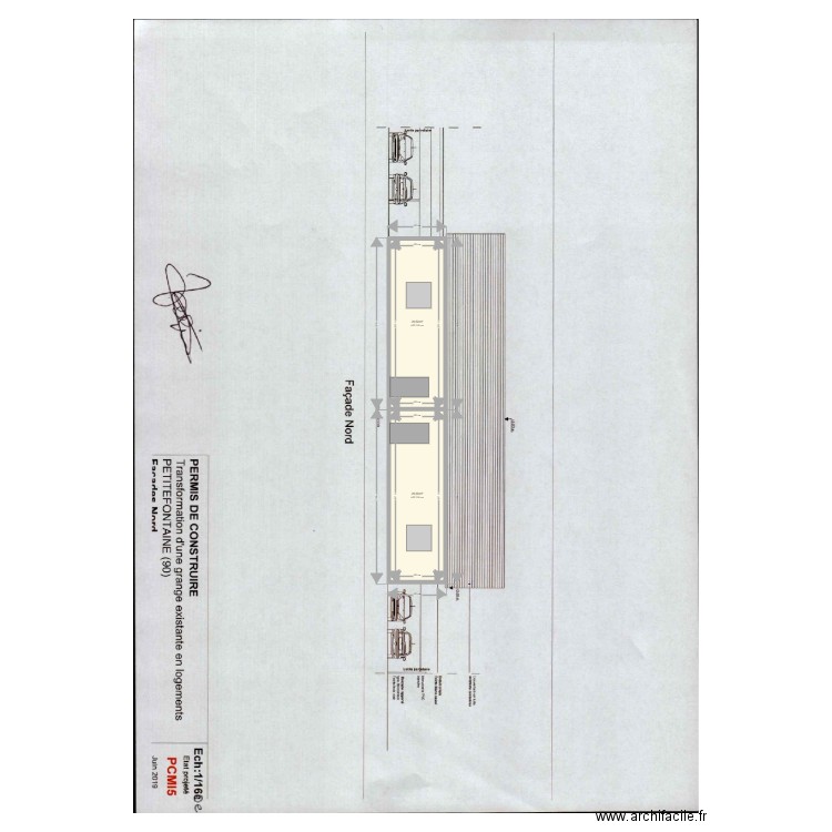 MAIRIE ETAGE . Plan de 2 pièces et 54 m2