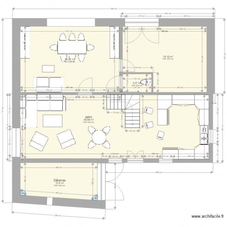 termes projet. Plan de 14 pièces et 207 m2